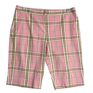 Tommy Bahama Plaid Shorts Womens 8 Pink‎ Multi Flat Front Preppy Bermuda